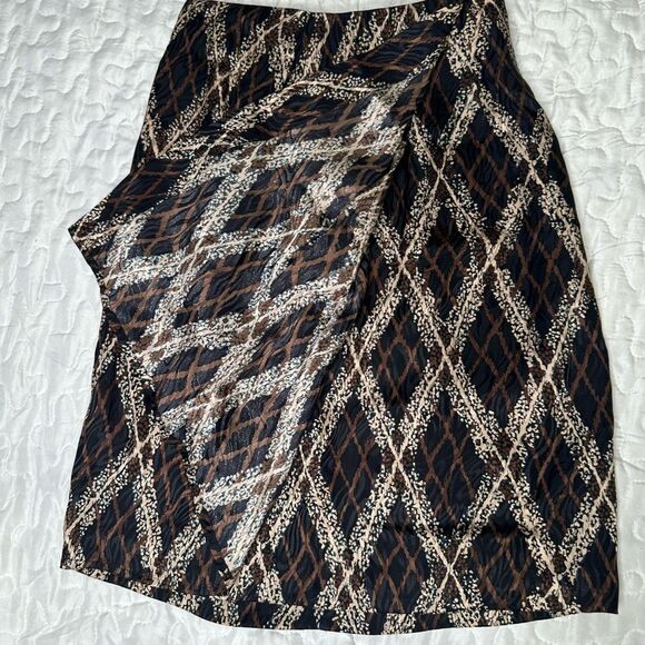 Vintage 90s Jacqueline Ferrar 100% Silk Skirt Abstract Print Petite Size 2 Lined - Picture 8 of 14
